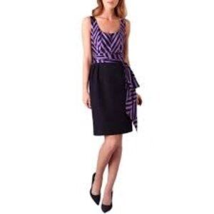 Milly Of New York Purple & Black‎ Sleeveless Chevron Dress Size 2